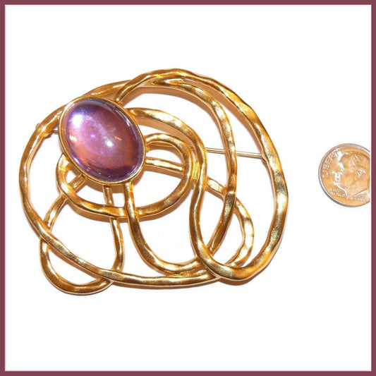 Modernist-Abstract Avon Large Amethyst Brooch