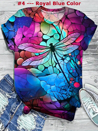 New- Plus Size Dragonfly Print T-Shirt Sizes 1xl to 6xl