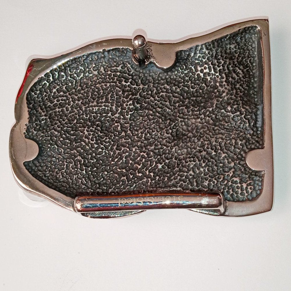 Steel Leopards Head Belt Buckle