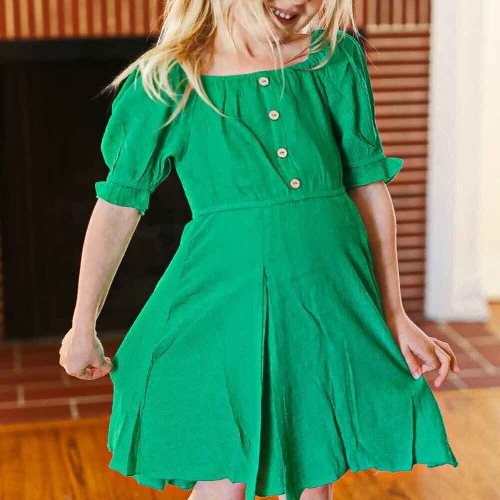 NWT  -Sizes-Sm-Med-Large & XL -Green Pleated Back Dress