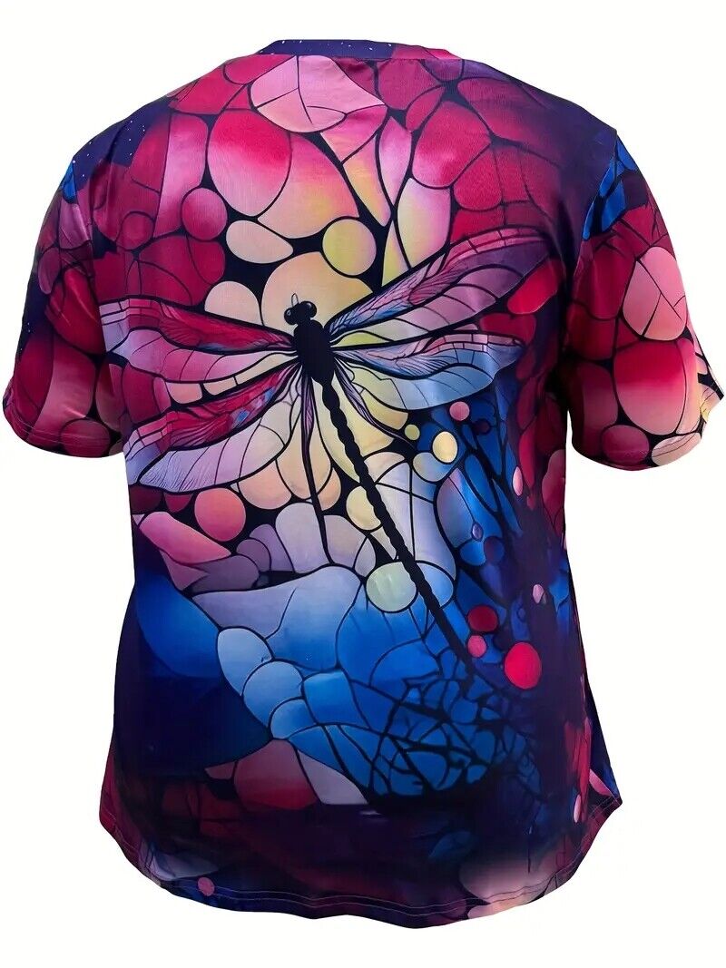 New- Plus Size Dragonfly Print T-Shirt Sizes 1xl to 6xl