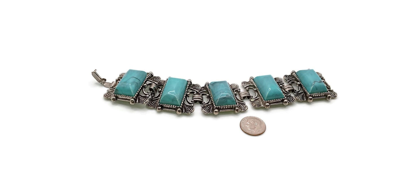 Vintage Faux Turquoise Thermoset Link Bracelet