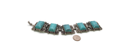 Vintage Faux Turquoise Thermoset Link Bracelet