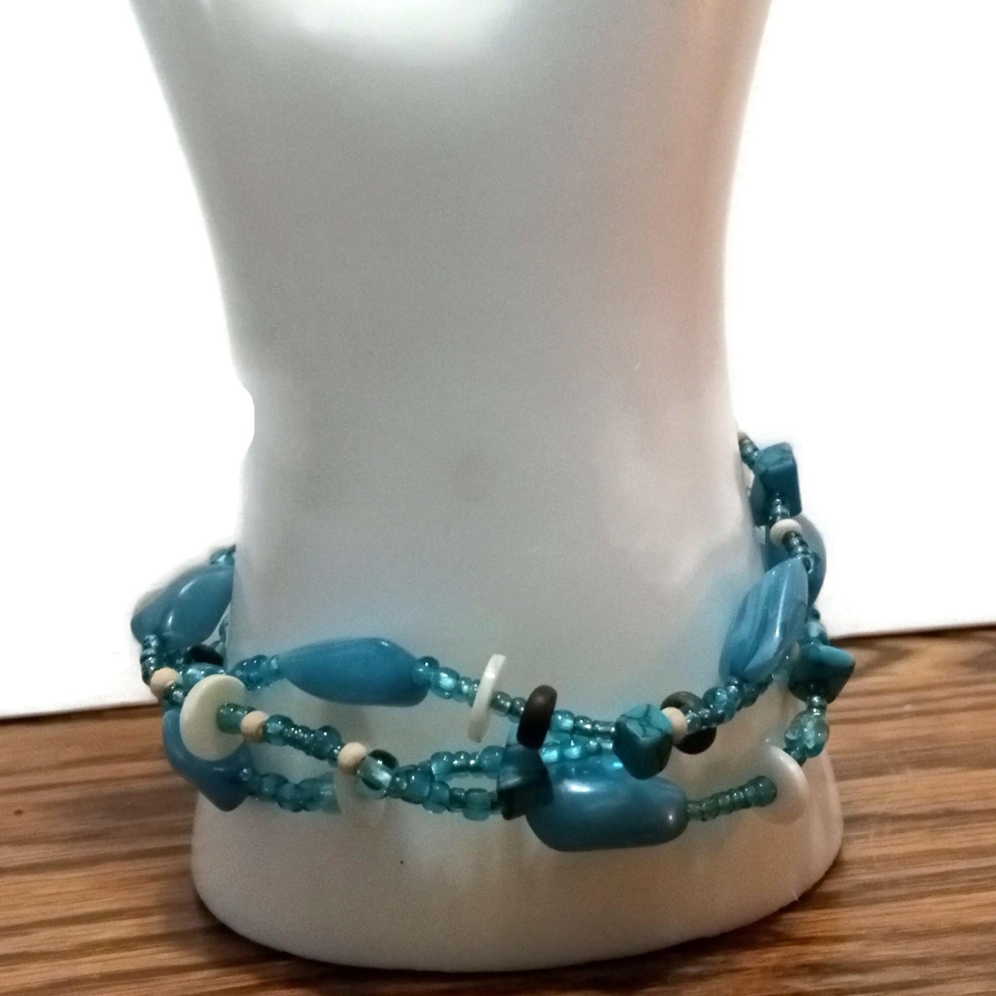 Blue Beaded Stretch Bracelet