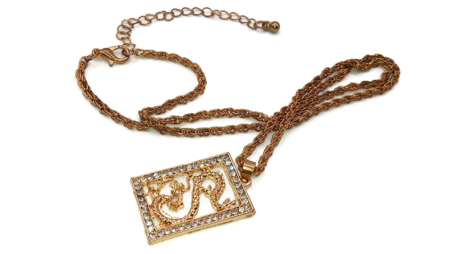Dragon Rhinestones Pendant Necklace
