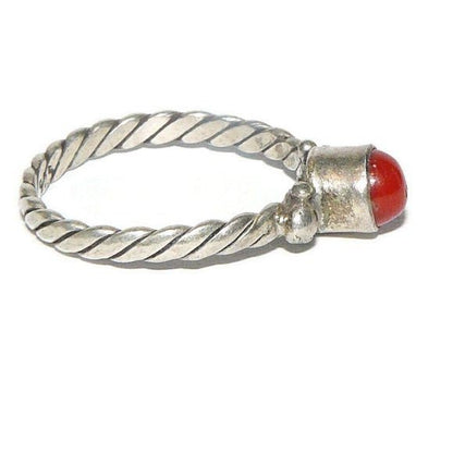 Sterling Silver and Coral Ring Size 7 -1/2