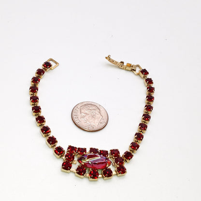 Vintage Prong Set Vintage Red Rhinestone Bracelet