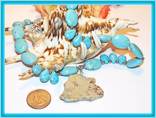 Impressive Natural Aqua Terra Jasper Necklace -Handcrafted -1480134