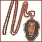 Vintage Charming Solid Copper Bell Trading Owl Pendant and Chain