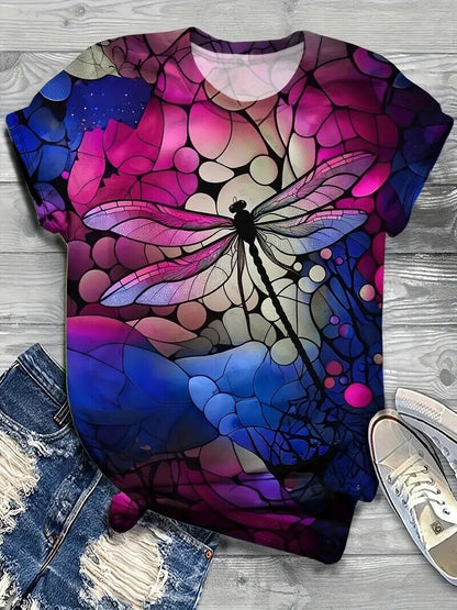 New- Plus Size Dragonfly Print T-Shirt Sizes 1xl to 6xl