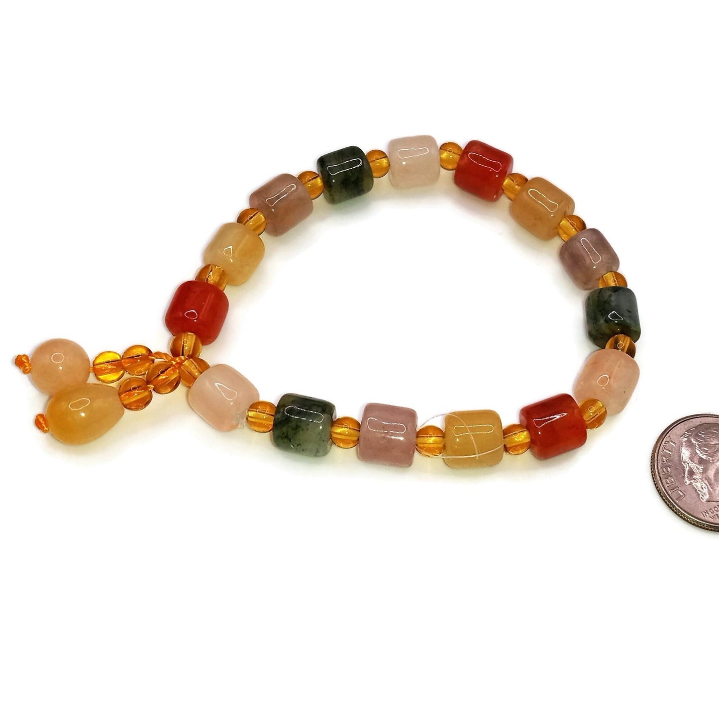 Certified Genuine Multi-Color Jade Beaded Bracelet