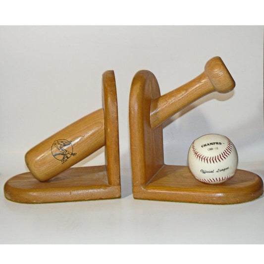 Nice Wood Pair of Baseball Theme Bookends