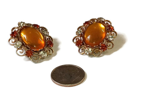 Vintage Marigold Yellow Clip on Earrings