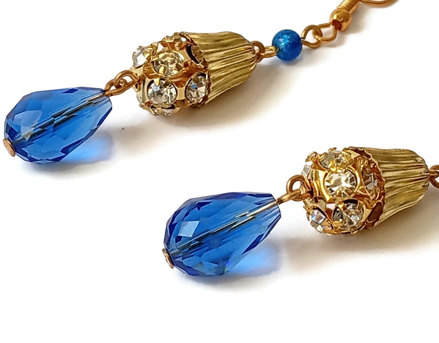 Faceted Blue Teardrop Beads, Crystal