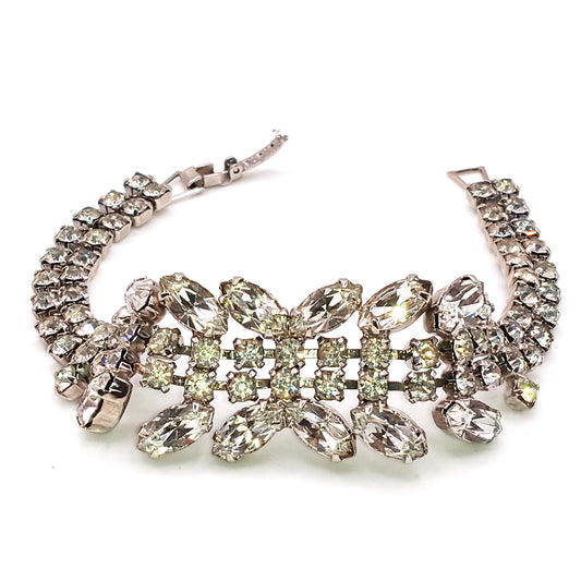 Crystal Prong Set Rhinestone Bracelet, Wedding Bracelet, Mid Century Bracelet