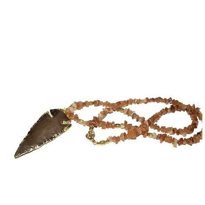 Aventurine and Jasper Arrow Long Necklace