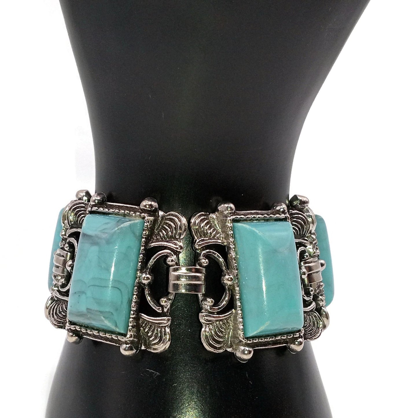 Vintage Faux Turquoise Thermoset Link Bracelet