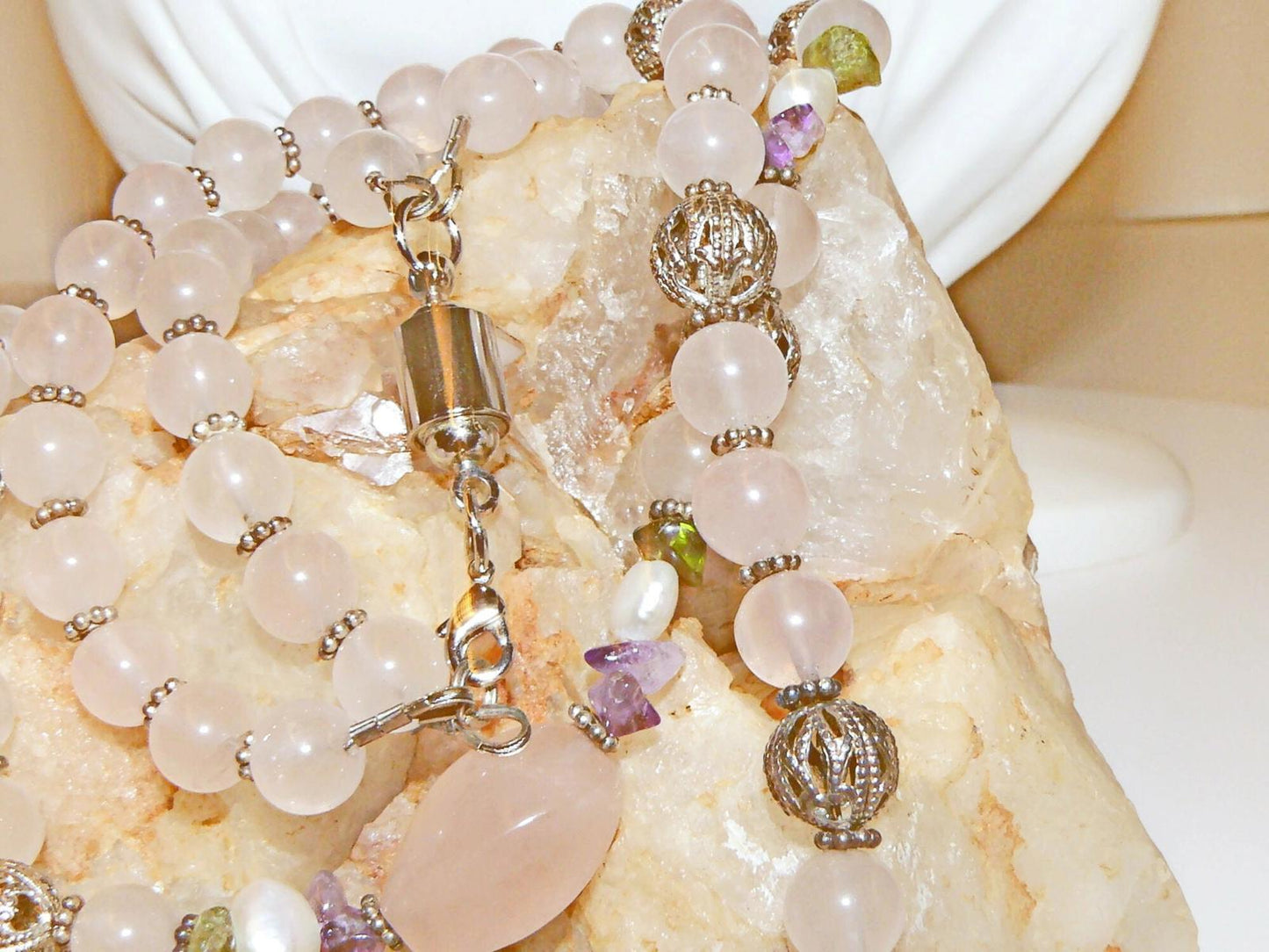 Unique Necklace, Stones and Pearls