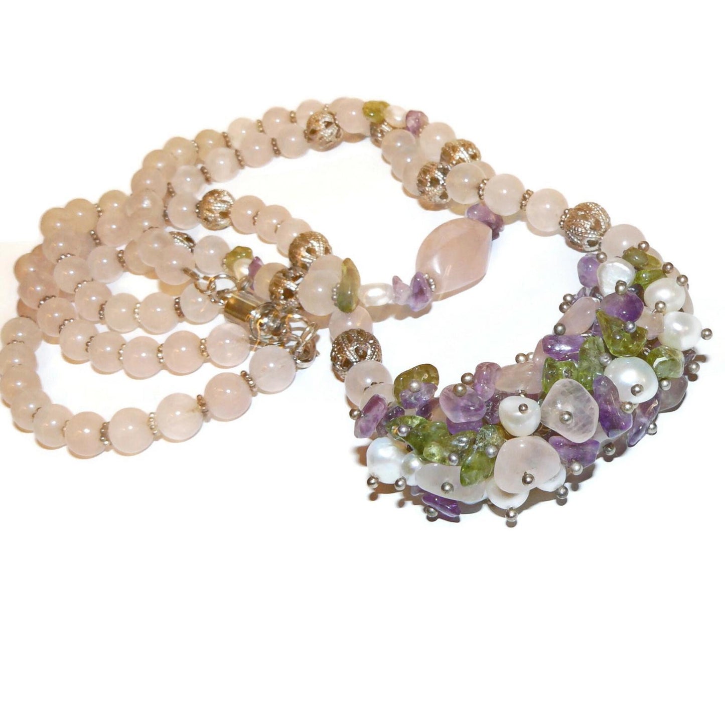 Unique Necklace, Stones and Pearls