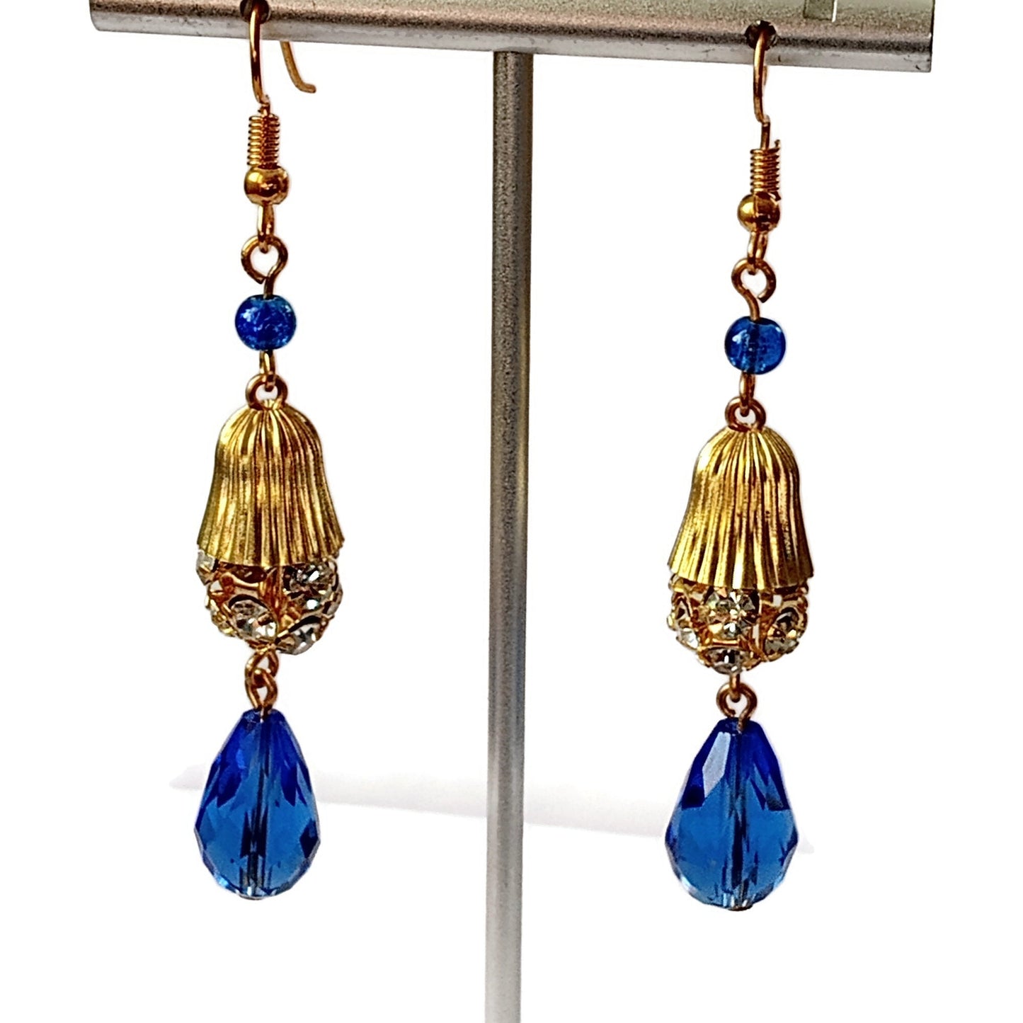 Faceted Blue Teardrop Beads, Crystal