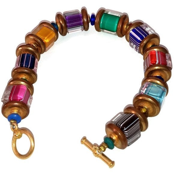 Colorful Furnace Glass Beaded Bracelet