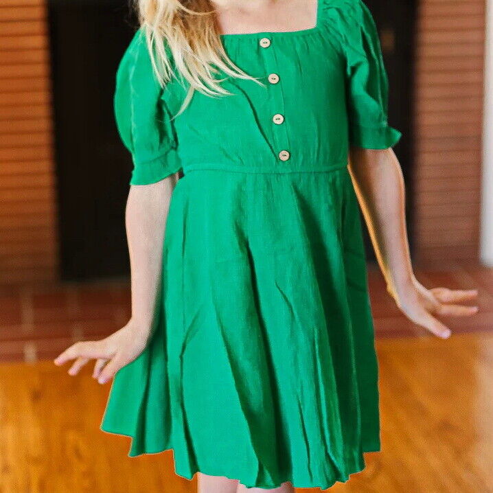 NWT -Sizes-Sm-Med-Large & XL -Green Pleated Back Dress