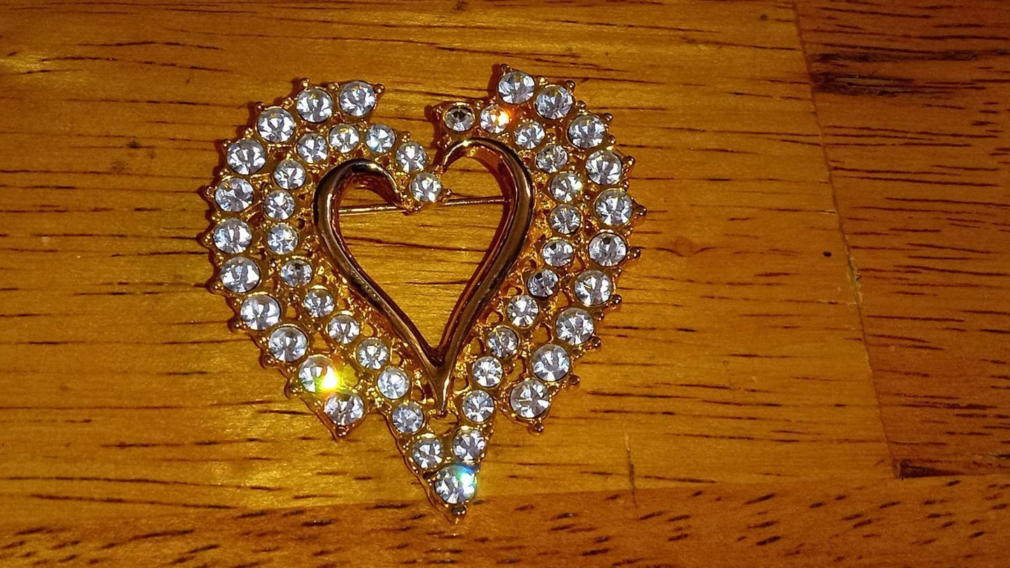 Shiny Rhinestone Heart Shaped Brooch
