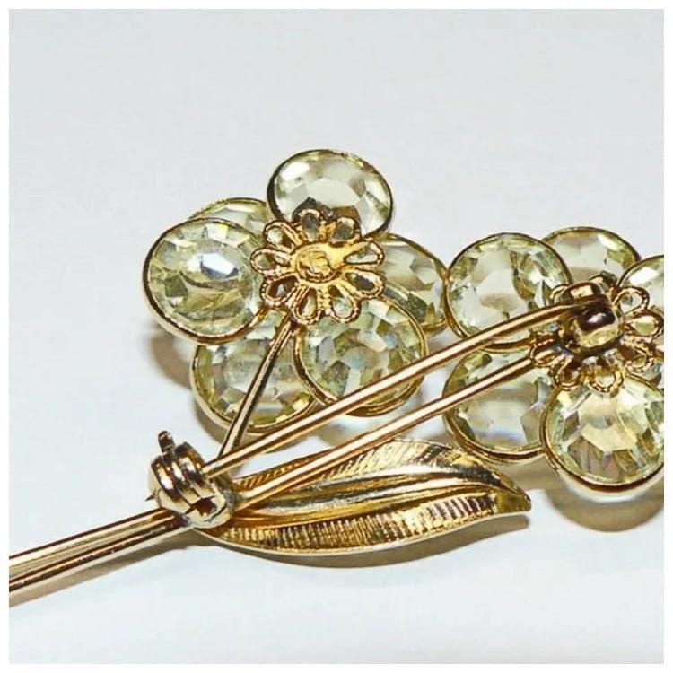 Beautiful Faceted Crystal Flower Brooch