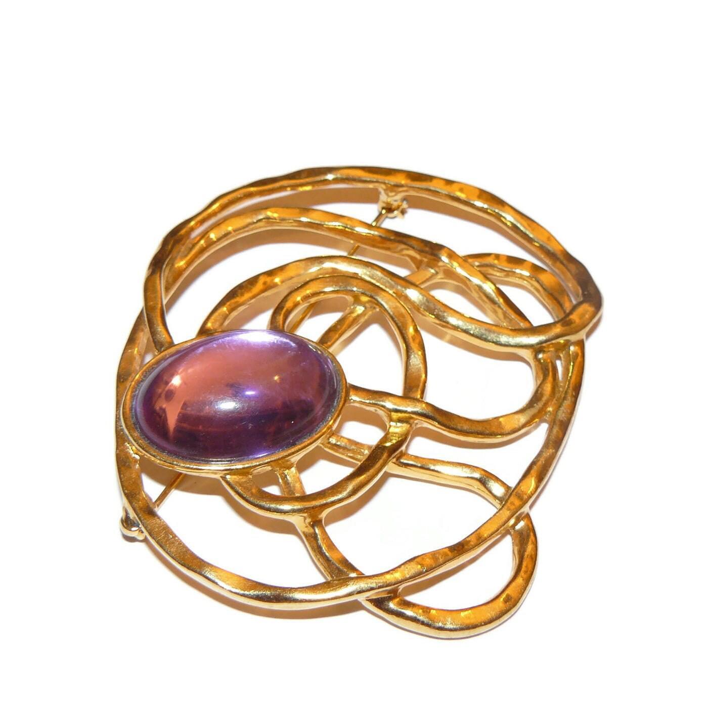 Modernist-Abstract Avon Large Amethyst Brooch