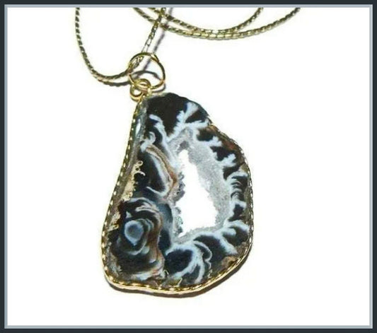 Druzy Slice Geode Necklace, Druzy Geode Pendant