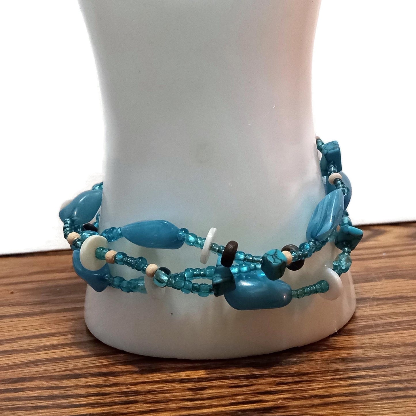 Blue Beaded Stretch Bracelet