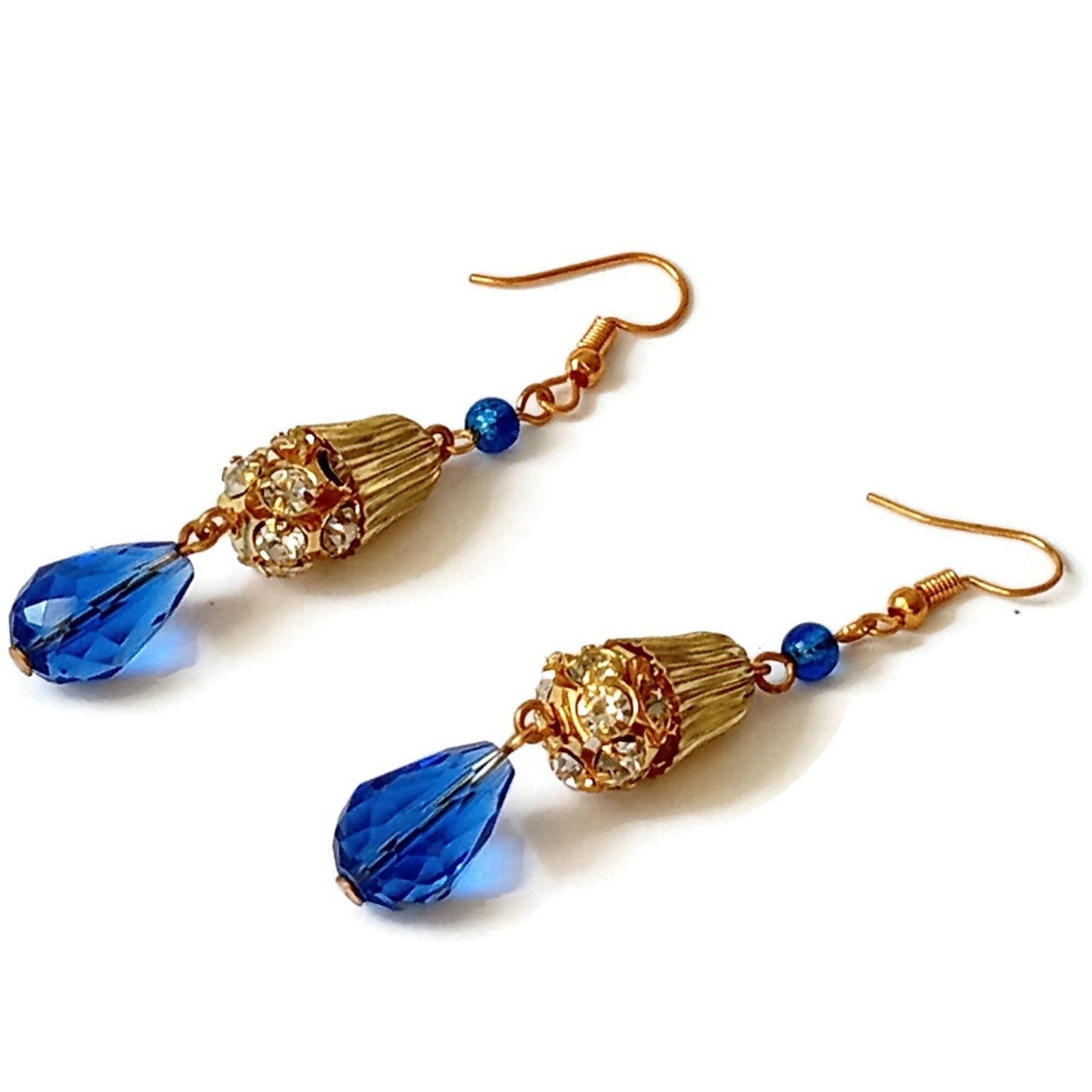 Faceted Blue Teardrop Beads, Crystal