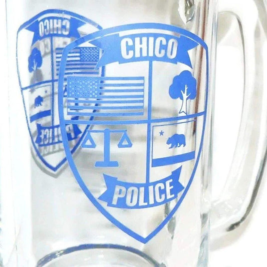Chico Police Glass Mug, California Beer Mug