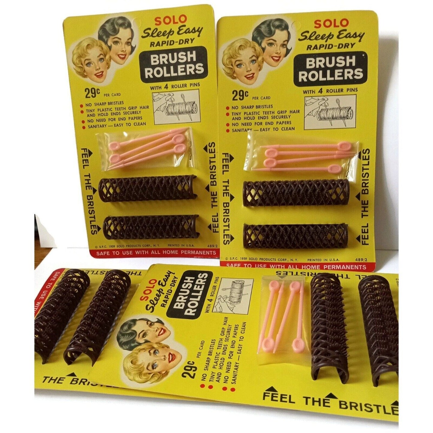 Vintage Hair Curlers on Original Card -1959'