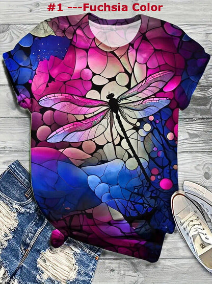 New- Plus Size Dragonfly Print T-Shirt Sizes 1xl to 6xl