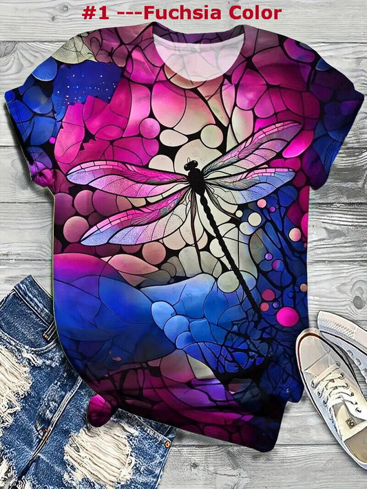 New- Plus Size Dragonfly Print T-Shirt Sizes 1xl to 6xl