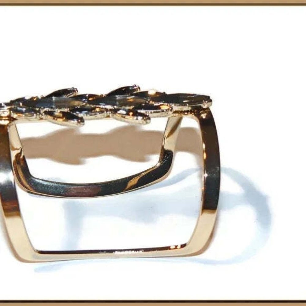 Bcbgmaxazria Couture Gold Plated Metal T-Bar Rhinestone Cuff Bracelet