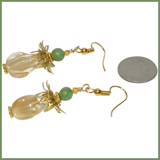 Pineapple Shaped Lamp-work Beads and Green Turquoise Earrings
