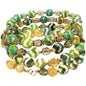Tibetan Beads with Citrine Gold Plated Spacers Memory Wire Bracelet
