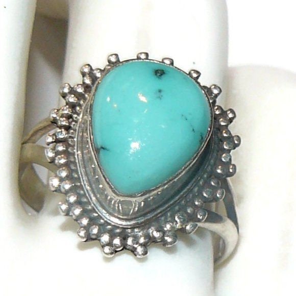 Genuine Turquoise and Sterling Silver Ring Adjustable