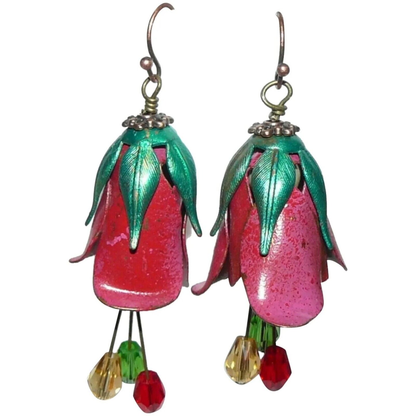 Red Rose Handcrafted Earrings, Rose Earrings