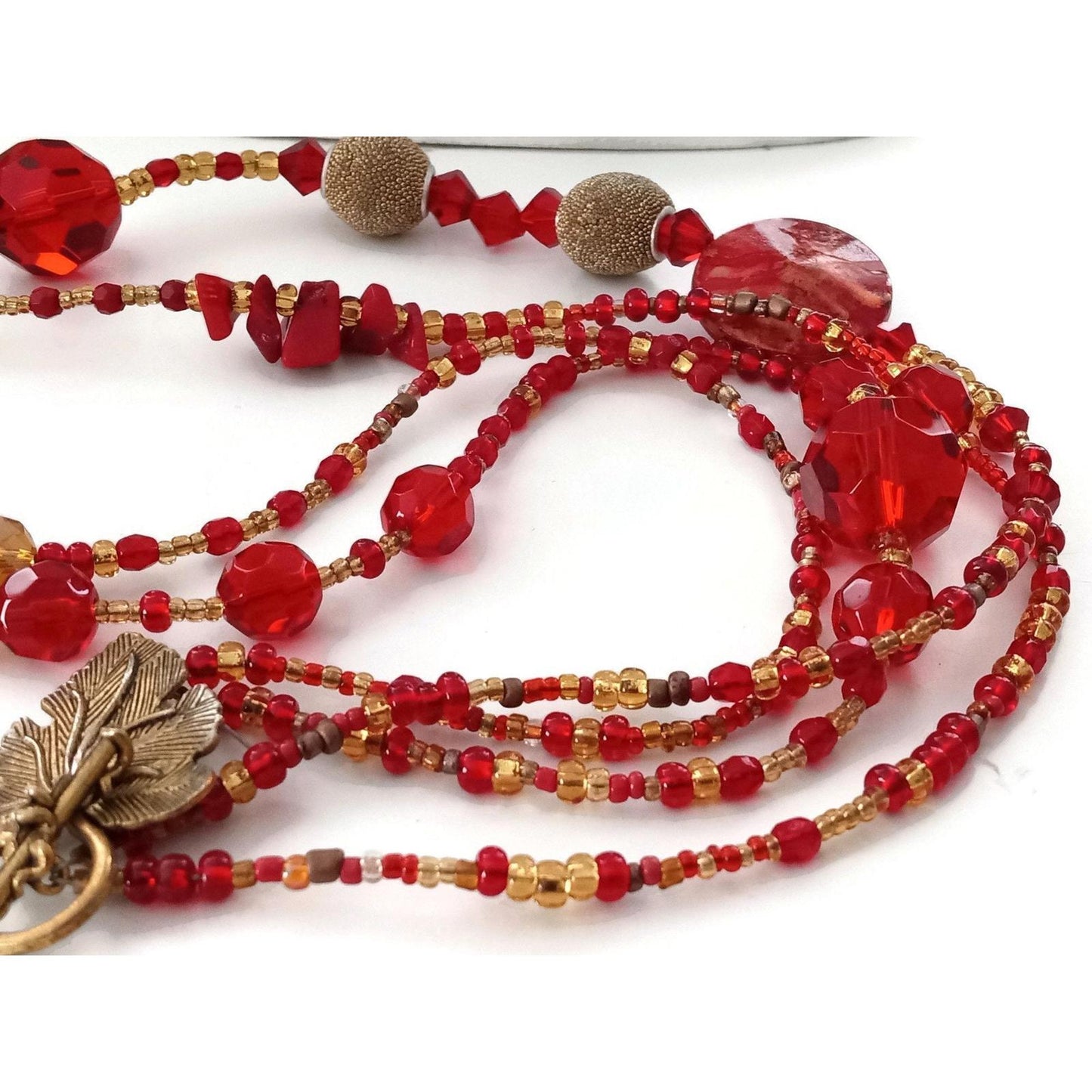 Vintage Double Strand Handmade Red Necklace