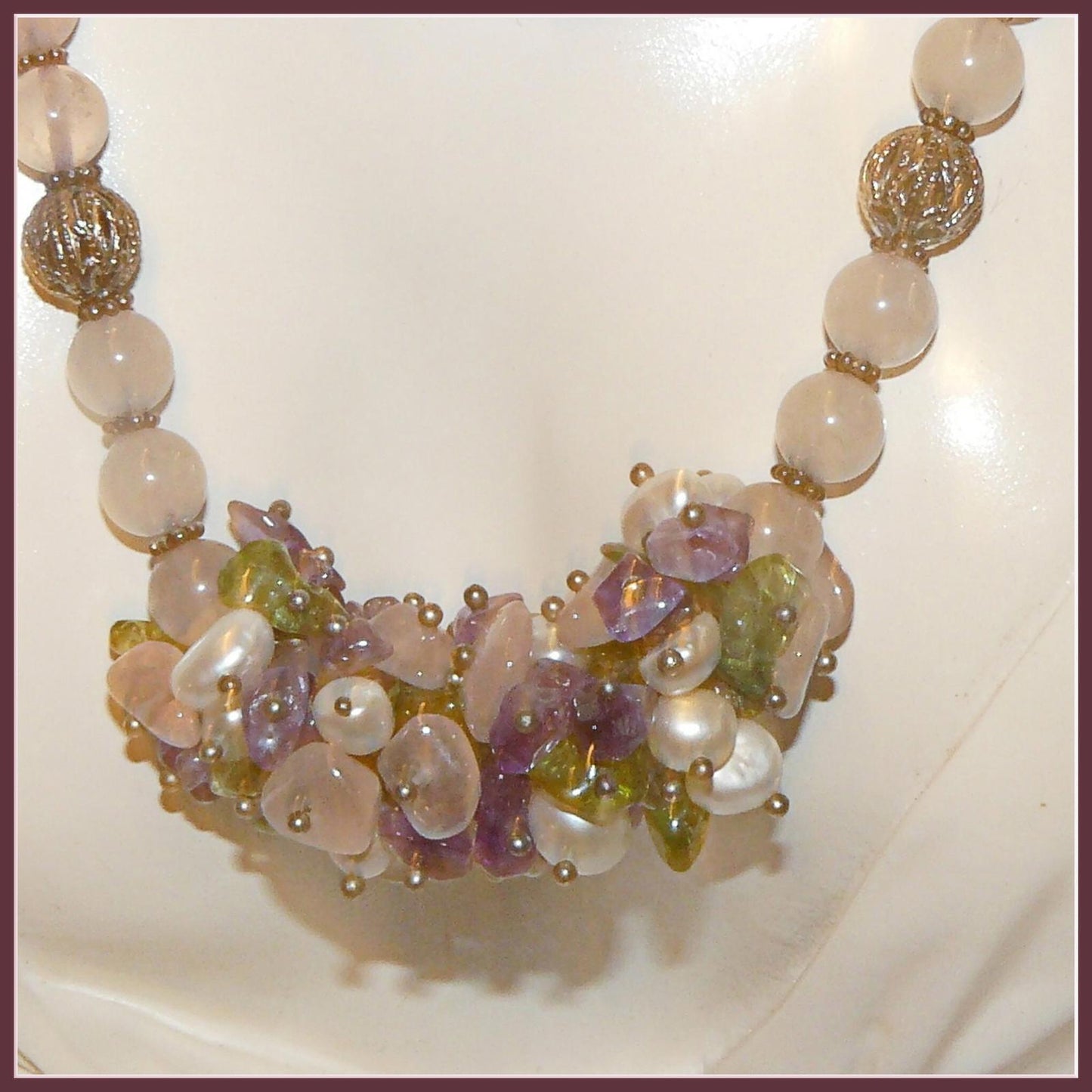 Unique Necklace, Stones and Pearls
