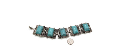 Vintage Faux Turquoise Thermoset Link Bracelet
