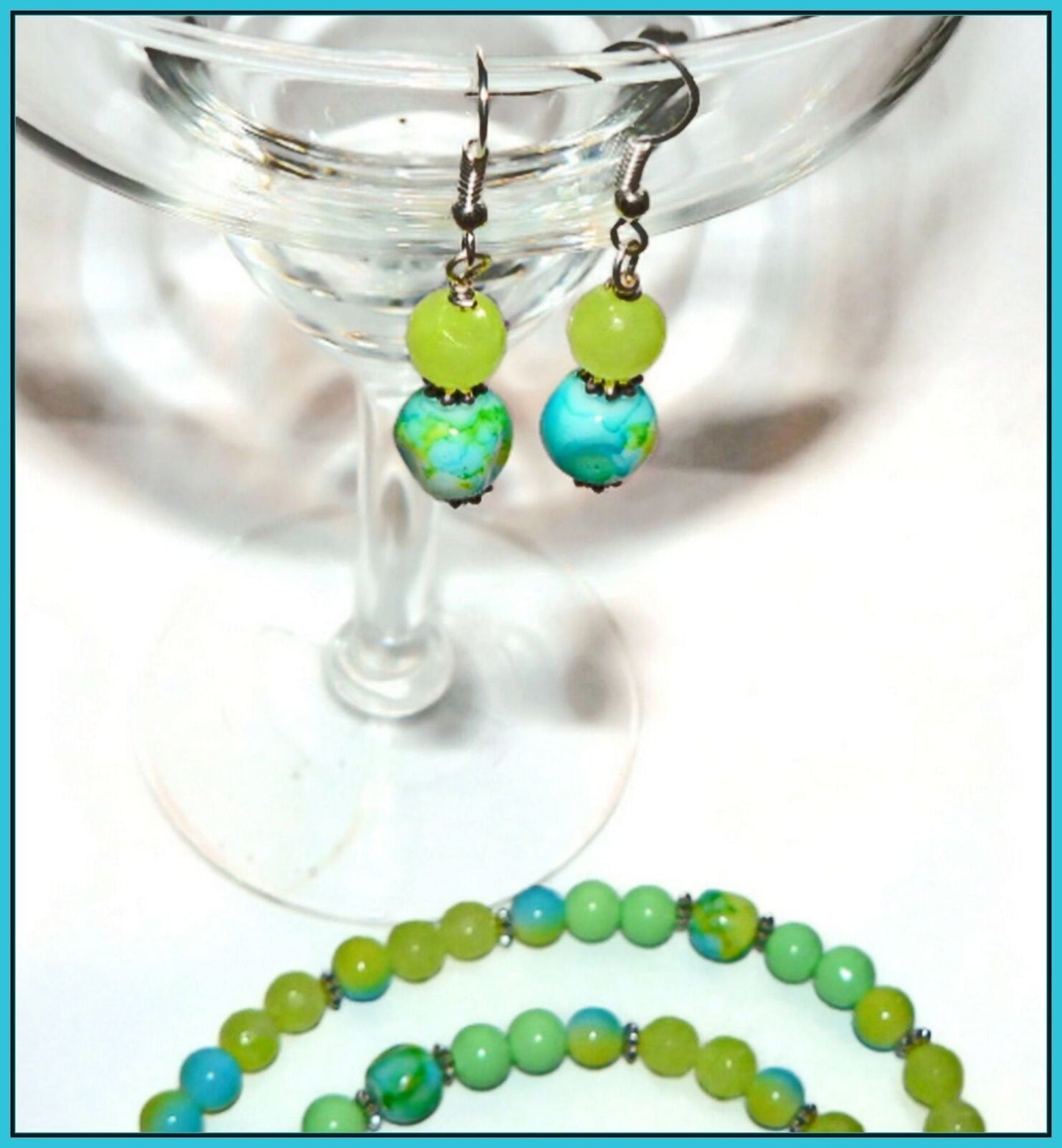 Vintage German Beads with Lime Green Glass Beads OOAK Necklace