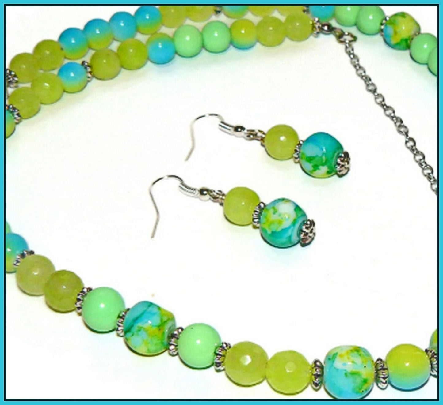 Vintage German Beads with Lime Green Glass Beads OOAK Necklace