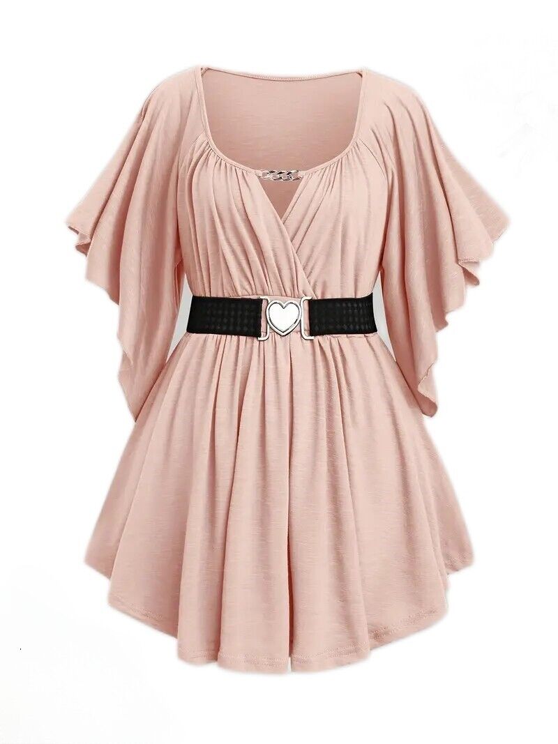 NEW- Keyhole Neck, Cinched Waist Blouse Size 4X -3 colors to choose from