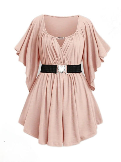 NEW- Keyhole Neck, Cinched Waist Blouse Size 4X -3 colors to choose from