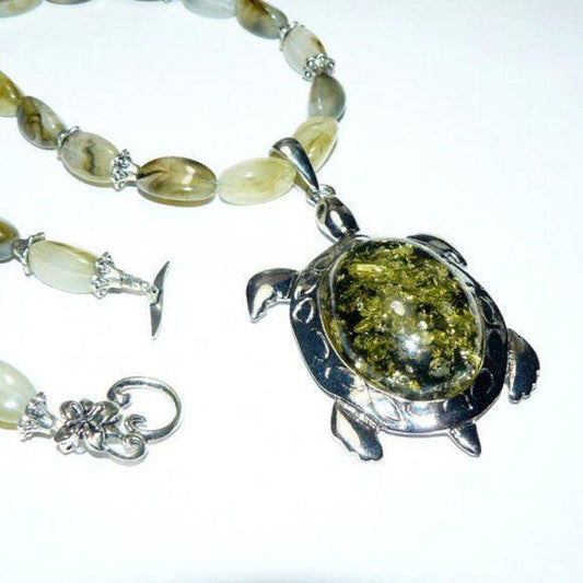 Large Green Turtle Necklace
