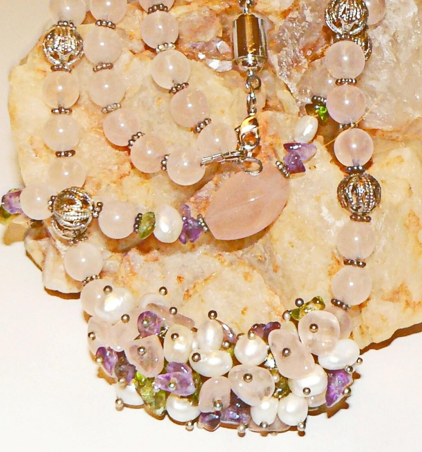 Unique Necklace, Stones and Pearls
